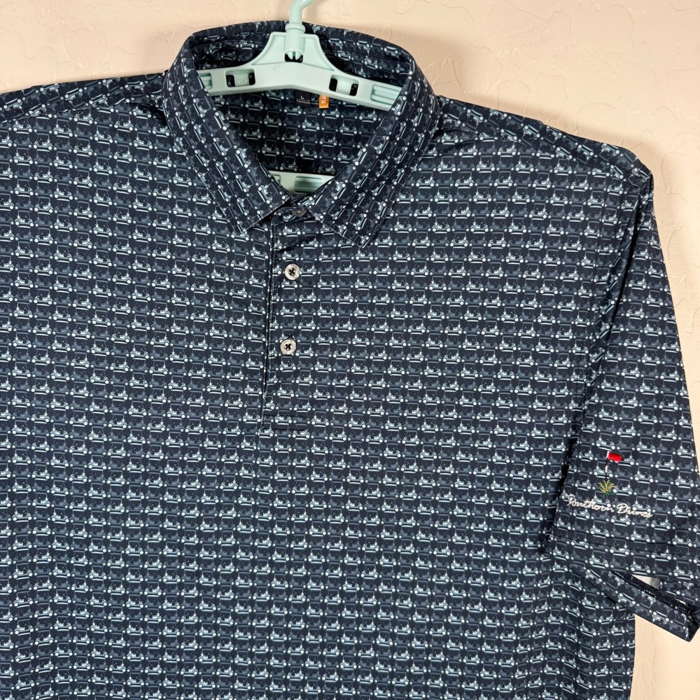 Straight Down Golf Polo Shirt Mens Large Blue Cart Performance Southern Dunes